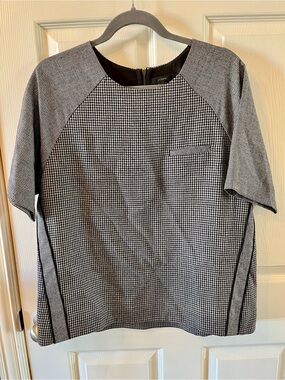 J. Crew Women’s Preppy 100% Wool Houndstooth Structured Blouse, Size 10